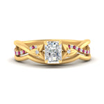 Load image into Gallery viewer, french-pave-radiant-contour-pink-sapphire-wedding-band-in-yellow-gold-FD9986B1RAGSADRPI-NL-YG