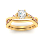 Load image into Gallery viewer, french-pave-radiant-contour-pink-sapphire-wedding-band-in-yellow-gold-FD9986B1RAGSADRPI-NL-YG