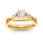 Load image into Gallery viewer, french-pave-radiant-contour-pink-sapphire-wedding-band-in-yellow-gold-FD9986B1RAGSADRPI-NL-YG