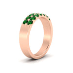 Load image into Gallery viewer, gold-double-rows-0.75-ct-emerald-wedding-ring-in-rose-gold-FD11382BGEMGRANGLE2-0.75CT-NL-RG