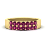 Load image into Gallery viewer, gold-double-rows-0.75-ct-pink-sapphire-wedding-ring-in-yellow-gold-FD11382BGSADRPI-0.75CT-NL-YG