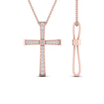 Load image into Gallery viewer, graduated-diamond-cross-pendant-necklace-in-rose-gold-FD-PD10815-ANGLE1-NL-RG