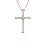 Load image into Gallery viewer, graduated-diamond-cross-pendant-necklace-in-rose-gold-FD-PD10815-NL-RG