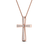 Load image into Gallery viewer, graduated-diamond-cross-pendant-necklace-in-rose-gold-FDPD10815-ANGLE2-NL-RG