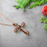 Load image into Gallery viewer, graduated-diamond-cross-pendant-necklace-in-rose-gold-in-fdpd10815-nl-rg
