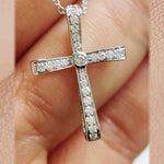 Load image into Gallery viewer, graduated-diamond-cross-pendant-necklace-in-white-gold-fdpd10815-fancy-1-wg