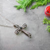 Load image into Gallery viewer, graduated-diamond-cross-pendant-necklace-in-white-gold-in-fdpd10815-nl-wg