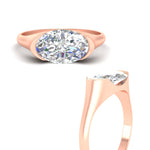 Load image into Gallery viewer, Half Bezel East West Oval Engagement Ring
