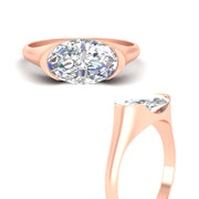 Half Bezel East West Oval Engagement Ring