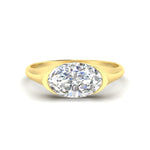 Load image into Gallery viewer, Half Bezel East West Oval Engagement Ring