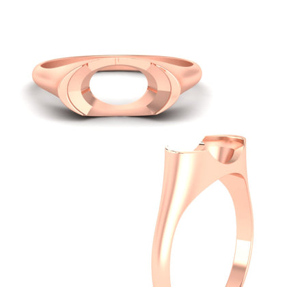 Half Bezel East West Semi Mount Engagement Ring