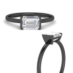 Load image into Gallery viewer, half-bezel-emerald-cut-solitaire-engagement-ring-in-black-gold-fd11525emr-nl-bg