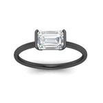 Load image into Gallery viewer, half-bezel-emerald-cut-solitaire-engagement-ring-in-black-gold-fd11525emr-nl-bg