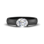 Load image into Gallery viewer, half-bezel-oval-shaped-diamond-east-west-ring-in-black-gold-fd11531ovr-nl-bg