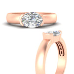 Load image into Gallery viewer, half-bezel-oval-shaped-diamond-east-west-ring-in-rose-gold-fd11531ovr-nl-rg