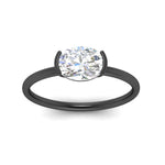Load image into Gallery viewer, half-bezel-oval-shaped-solitaire-engagement-ring-in-black-gold-fd11525ovr-nl-bg