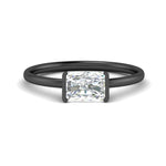 Load image into Gallery viewer, half-bezel-radiant-cut-solitaire-engagement-ring-in-black-gold-fd11525rar-nl-bg