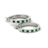 Load image into Gallery viewer, half-carat-channel-set-diamond-hoop-earring-with-emerald-in-white-gold-fdear3970gemgr-nl-wg