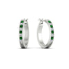 Load image into Gallery viewer, half-carat-channel-set-diamond-hoop-earring-with-emerald-in-white-gold-fdear3970gemgrangle1-nl-wg