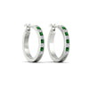 Load image into Gallery viewer, half-carat-channel-set-diamond-hoop-earring-with-emerald-in-white-gold-fdear3970gemgrangle3-nl-wg