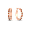Load image into Gallery viewer, half-carat-channel-set-diamond-hoop-earring-with-orange-sapphire-in-rose-gold-fdear3970gsaorangle1-nl-rg