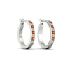 Load image into Gallery viewer, half-carat-channel-set-diamond-hoop-earring-with-orange-sapphire-in-white-gold-fdear3970gsaorangle3-nl-wg