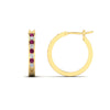 Load image into Gallery viewer, half-carat-channel-set-diamond-hoop-earring-with-pink-sapphire-in-yellow-gold-fdear3970gsadrpiangle2-nl-yg
