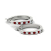 Load image into Gallery viewer, half-carat-channel-set-diamond-hoop-earring-with-ruby-in-white-gold-fdear3970grudr-nl-wg