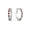 Load image into Gallery viewer, half-carat-channel-set-diamond-hoop-earring-with-ruby-in-white-gold-fdear3970grudrangle1-nl-wg