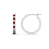 Load image into Gallery viewer, half-carat-channel-set-diamond-hoop-earring-with-ruby-in-white-gold-fdear3970grudrangle2-nl-wg