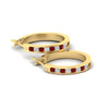 Load image into Gallery viewer, half-carat-channel-set-diamond-hoop-earring-with-ruby-in-yellow-gold-fdear3970grudr-nl-yg