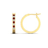 Load image into Gallery viewer, half-carat-channel-set-diamond-hoop-earring-with-ruby-in-yellow-gold-fdear3970grudrangle2-nl-yg