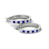 Load image into Gallery viewer, half-carat-channel-set-diamond-hoop-earring-with-sapphire-in-white-gold-fdear3970gsabl-nl-wg