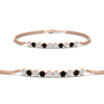 Load image into Gallery viewer, half-carat-gold-chain-bar-diamond-bracelet-with-black-diamond-in-rose-gold-FDBRC10587ROGBLACK-0.50CT-NL-RG.jpg?v=1774334805