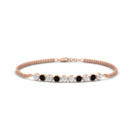 Load image into Gallery viewer, half-carat-gold-chain-bar-diamond-bracelet-with-black-diamond-in-rose-gold-FDBRC10587ROGBLACKANGLE1-0.50CT-NL-RG.jpg?v=1774334805