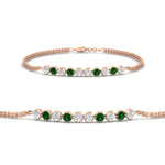 Load image into Gallery viewer, half-carat-gold-chain-bar-diamond-bracelet-with-emerald-in-rose-gold-FDBRC10587ROGEMGR-0.50CT-NL-RG.jpg?v=1774334805