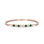 Load image into Gallery viewer, half-carat-gold-chain-bar-diamond-bracelet-with-emerald-in-rose-gold-FDBRC10587ROGEMGRANGLE1-0.50CT-NL-RG.jpg?v=1774334805