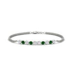 Load image into Gallery viewer, half-carat-gold-chain-bar-diamond-bracelet-with-emerald-in-white-gold-FDBRC10587ROGEMGRANGLE1-0.50CT-NL-WG.jpg?v=1774334805
