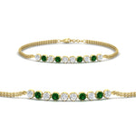 Load image into Gallery viewer, half-carat-gold-chain-bar-diamond-bracelet-with-emerald-in-yellow-gold-FDBRC10587ROGEMGR-0.50CT-NL-YG.jpg?v=1774334805