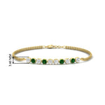 Load image into Gallery viewer, half-carat-gold-chain-bar-diamond-bracelet-with-emerald-in-yellow-gold-FDBRC10587ROGEMGRANGLE1-0.50CT-NL-YG-HW.jpg?v=1774334805