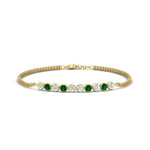 Load image into Gallery viewer, half-carat-gold-chain-bar-diamond-bracelet-with-emerald-in-yellow-gold-FDBRC10587ROGEMGRANGLE1-0.50CT-NL-YG.jpg?v=1774334805