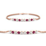Load image into Gallery viewer, half-carat-gold-chain-bar-diamond-bracelet-with-pink-sapphire-in-rose-gold-FDBRC10587ROGSADRPI-0.50CT-NL-RG.jpg?v=1774334805