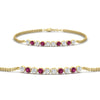 Load image into Gallery viewer, half-carat-gold-chain-bar-diamond-bracelet-with-pink-sapphire-in-yellow-gold-FDBRC10587ROGSADRPI-0.50CT-NL-YG.jpg?v=1774334805