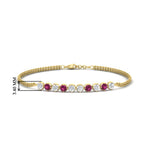 Load image into Gallery viewer, half-carat-gold-chain-bar-diamond-bracelet-with-pink-sapphire-in-yellow-gold-FDBRC10587ROGSADRPIANGLE1-0.50CT-NL-YG-HW.jpg?v=1774334805