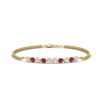 Load image into Gallery viewer, half-carat-gold-chain-bar-diamond-bracelet-with-pink-sapphire-in-yellow-gold-FDBRC10587ROGSADRPIANGLE1-0.50CT-NL-YG.jpg?v=1774334805