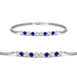 Load image into Gallery viewer, half-carat-gold-chain-bar-diamond-bracelet-with-sapphire-in-white-gold-FDBRC10587ROGSABL-0.50CT-NL-WG.jpg?v=1774334805