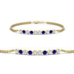 Load image into Gallery viewer, half-carat-gold-chain-bar-diamond-bracelet-with-sapphire-in-yellow-gold-FDBRC10587ROGSABL-0.50CT-NL-YG.jpg?v=1774334805