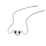 Load image into Gallery viewer, half-carat-graduating-marquise-diamond-necklace-with-emerald-in-FD-NK11130GEMGR-0.50CT-NL-WG