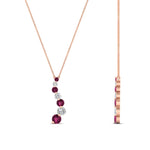 Load image into Gallery viewer, half-carat-journey-diamond-pendant-with-pink-sapphire-in-FDPD1704ROGSADRPI-0.50CT-NL-RG