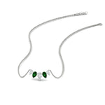 Load image into Gallery viewer, half-carat-pear-shape-diamond-graduating-necklace-with-emerald-in-white-gold-FD-PD11130PE-0.50CT-GEMGR-NL-WG